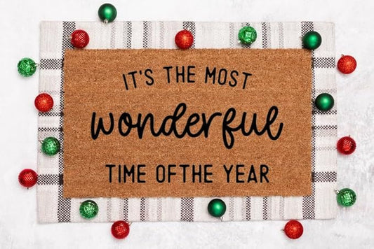It's The Most Wonderful Time of The Year Doormat, Holiday Decor, Christmas Doormat, Holiday Season Home Kitchen Entrance Low Pile Non-Slip Door Mat 32x20in