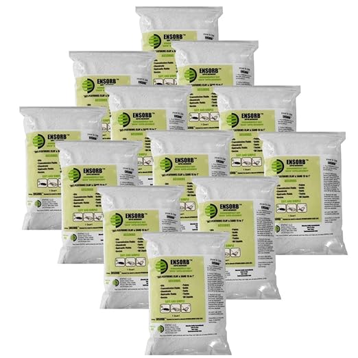 Enpac ENSORB Spill Cleanup Granular Absorbent for use with Oil, Hazmat, Chemical, Caustic, and Universal Liquids (24ct. 1-Qt.)