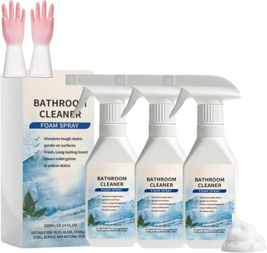 Bathroom Descaler Foam Cleaner Spray, Foaming Bathroom Cleaner for Limescale Remover, Hard Water Stain & Soap Scum Remover, Multi Surface Bathroom Cleaner for Shower,Glass Door, Sink & Faucet ﻿ (3pcs)