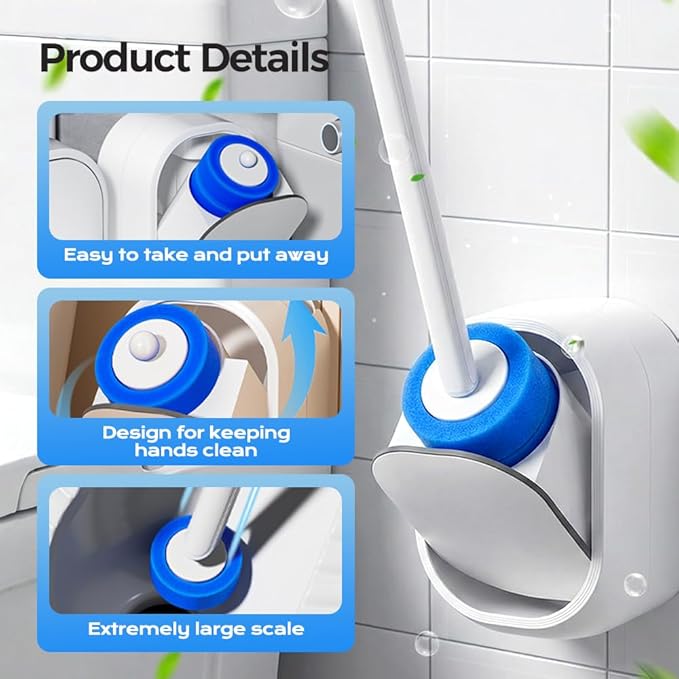 Disposable Toilet Bowl Cleaner Wand, 2026 New Disposable Toilet Brush Set with 18PCS Refills, Cleaning Brush Scrubber Kit for Bathroom, Toilet Cleaning System for Deep Cleaning(18 Pcs Refills)