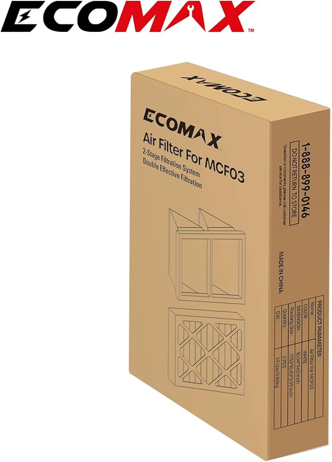 ECOMAX Air Filtration System Replacement Filters Set, 1 Internal Filter and 1 External Filter, Suitable for Ecomax MCF03 Air Filtration System Dust Collectors for Woodworking, MCF03AC1