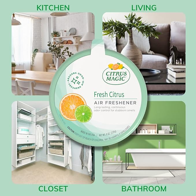 Citrus Magic Odor Absorbing Solid Air Freshener, Fresh Citrus, 20-Ounce (Pack of 6)