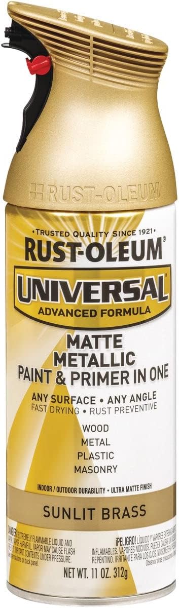 Rust-Oleum 353093 Universal All Surface Metallic Spray Paint, 11 oz, Matte Sunlit Brass