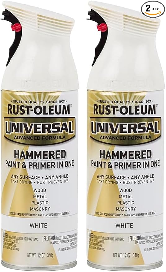 Rust-Oleum 267298 Universal All Surface Hammered Spray Paint, 12 oz, White (Pack of 2)