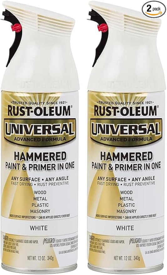 Rust-Oleum 267298 Universal All Surface Hammered Spray Paint, 12 oz, White (Pack of 2)