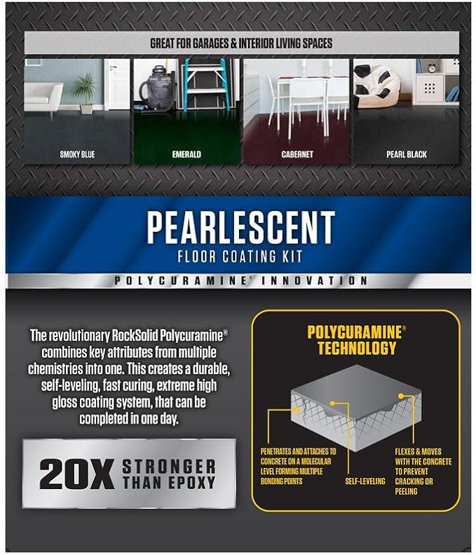 Rust-Oleum 306328 RockSolid Pearlescent 1 Car Garage Floor Coating Kit, Smoky Blue