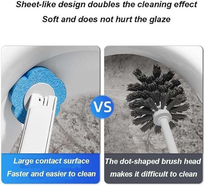 Disposable Toilet Brush, Toilet Bowl Wand Holder Set with 24PCS Cleaner Refills, Bathroom Cleaning System for Sink Bathtub Drain Wash Basin Urinal