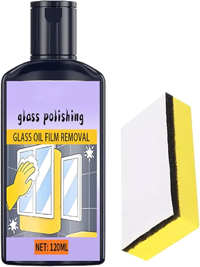Glass Cleaning Paste – Bathroom Limescale Remover, Oil Film Cleaner, Polishing Paste | Powerful Hard Water Stain Removal, Shower Door, Tile, Mirror, And Stainless Steel Care For Home Cleaning