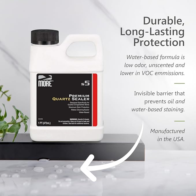 MORE - Quartz Countertop Cleaning, Sealing & Protection Kit - Shine & Stain Protection - Water-Based Formulas - Lavender-Verbena - Large