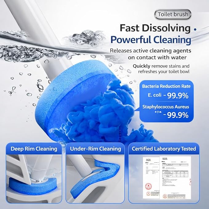 Count Disposable Toilet Brush Heads, Toilet Bowl Wand Refills, Replacement Heads for Toilet and Bathroom Cleaning, Not Compatible with Electric Toilet Brushes(48PCS)
