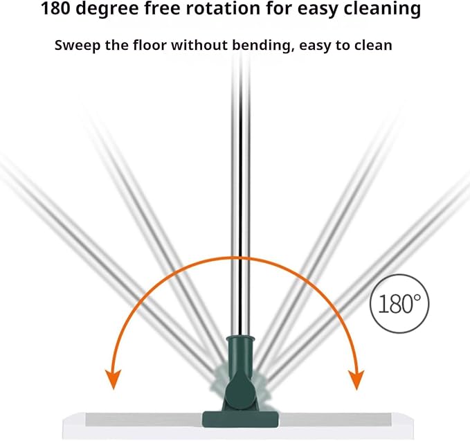 Generic Multifunction Floor Broom,Household Silicone Wiper Floor Squeegee Perfect for Kitchen Shower Tile Pet Hair,Long Handle Anti-Static Household (M), Medium, Green