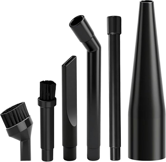 1-1/4" Micro Cleaning Wet Dry Vac Nozzle Kit, 6-Piece Attachments for Compact Wet Dry Shop Vacuum, Industrial-Grade Shop Vacuum Accessories for Intricate and Detail Cleaning CMXZVBE38668