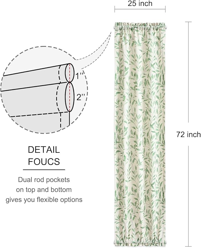 VOGOL Sliding Door Curtains, Linen Textured Privacy Light Filtering Window Treatment, 25 x 72 Inches Curtain for French Door Closet, 1 Panel