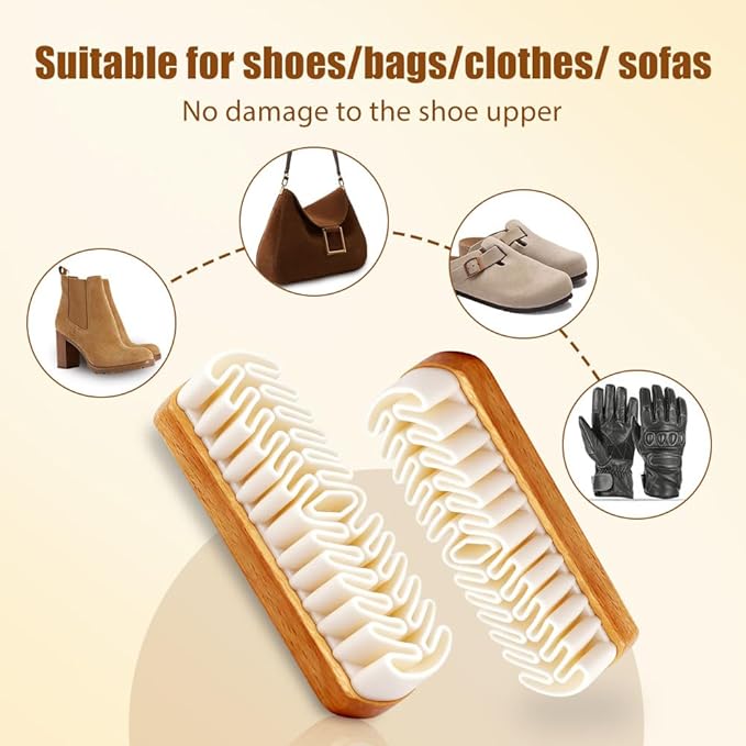 Suede Shoe Brush and Eraser, 2026 New Rubber Shoe Brush, Rubber Polish Eraser with Soft Bristle Brush for Suede Cleaner and Nubuck Brush (2)