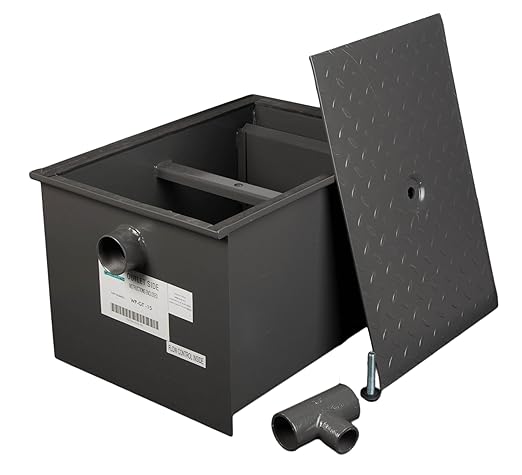 Wentworth 30 Pound Commercial Grease Trap Interceptor for Restaurant Under Sink Kitchen, 15 GPM, WP-GT-15