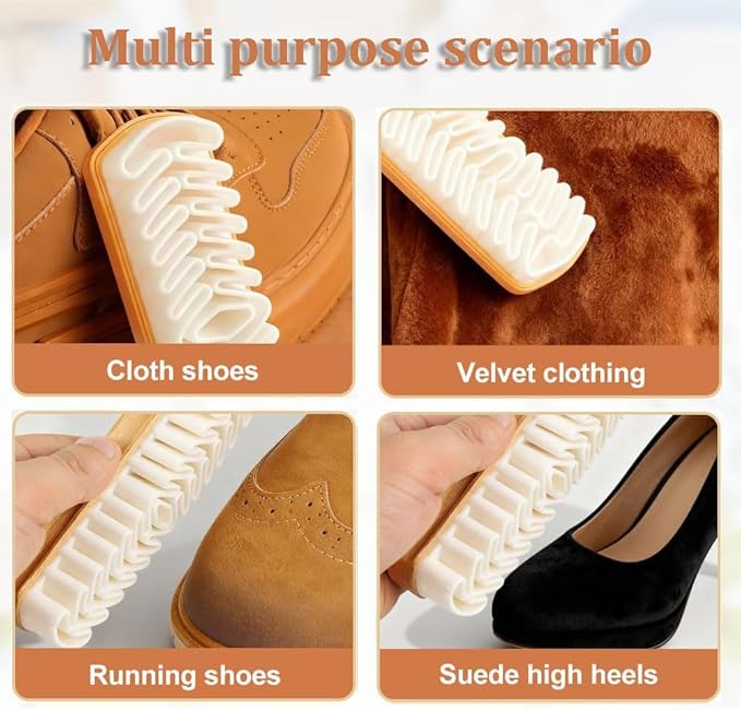 Suede Brush & Rubber Shoe Brush, 2-in-1 Professional Dry Cleaner Tool for Shoes & Boots, Shoe Cleaning Brush for Reduce Scuffs and Restores Nap