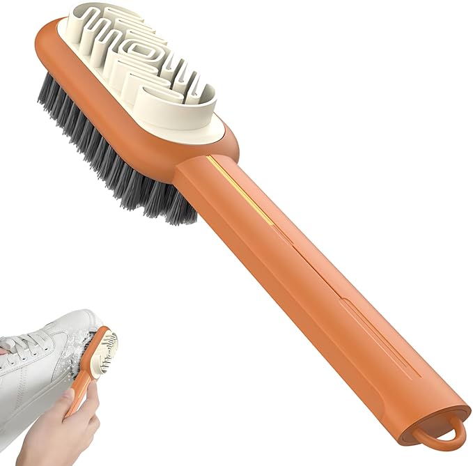 2 in 1 Scrub Suede Shoe Brush, Rubber Polish Eraser, Multifunctional Suedes Eraser Cleaner for Suede Cleaner and Nubuck Brush (Orange)