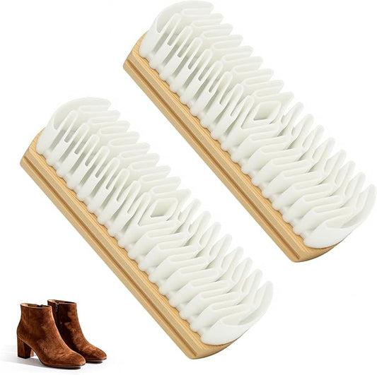 Suede Shoe Brush and Eraser Set, 2025 New Suede Cleaning Brush for Shoes, Bags, Jackets, and Sofas, Wooden Handle Suede Shoe Cleaner, Soft Brush and Stain Eraser for Easy Care (2 Pack)
