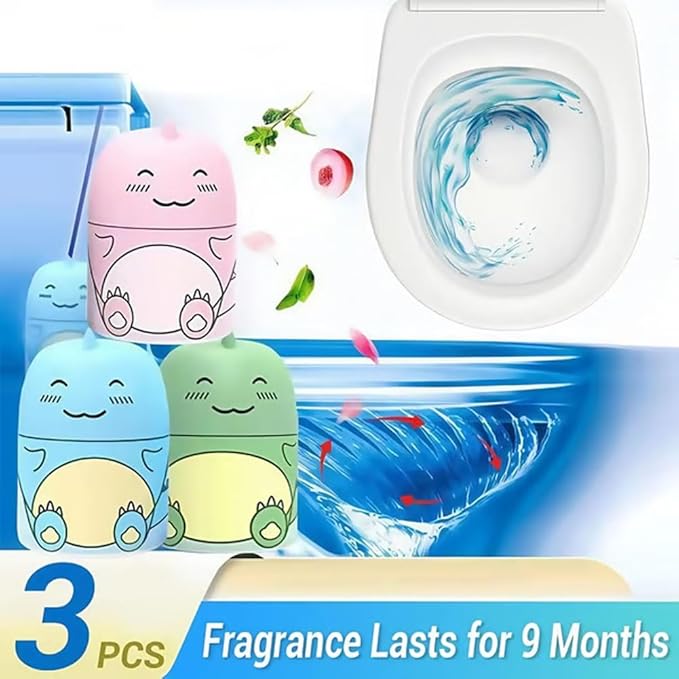 Dinosaur Toilet Bowl Cleaner Bottle, 2026 Upgraded Cute Dinosaur-Shaped Magic Automatic Toilet Tank Cleaner Bottle, Long-Lasting Bathroom Tank Crazy Cleaning Deodorizer Wonder(3pcs-Jasmine)