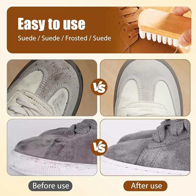 Suede Shoe Brush and Eraser, 2026 New Rubber Shoe Brush, Rubber Polish Eraser with Soft Bristle Brush for Suede Cleaner and Nubuck Brush (3)