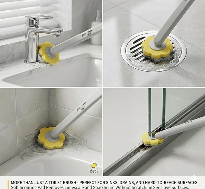 Disposable Toilet Brush and Holder Set, Upgraded Deep Cleaning Toilet Wand with 18 Lemon Scented 3-Layer Refills, Wall Mounted Toilet Bowl Scrubber Kit for Bathroom, Hotel, Apartment