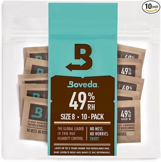 Boveda 49% Two-Way Humidity Control Packs for Music Bows & Small Woodwinds – Size 8 – 10 Pack – Moisture Absorbers for Small Instrument Cases – Humidifier Packs – Hydration Packets in Resealable Bag