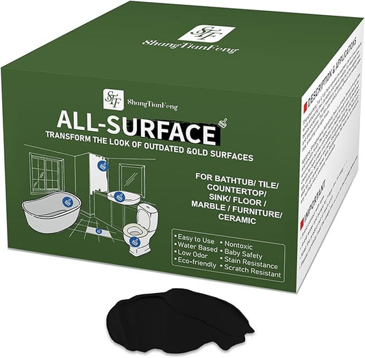 Black Ceramic Tub and Tile Refinishing Kit - Bathtub, Bathroom Wall, Countertop, Sink Paint - Easy to Use, Waterproof, Low Odor, No Toxic (Black 32.0 FL Oz 50-60 sq.ft)