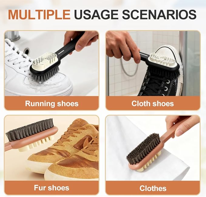 2 in 1 Scrub Suede Shoe Brush, Rubber Polish Eraser with Soft Bristle Brush for Suede Cleaner and Nubuck Brush (White)