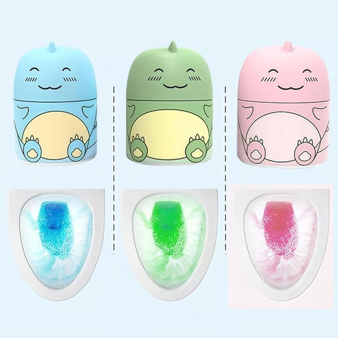 Dinosaur Toilet Bowl Cleaner Bottle, 2026 Upgraded Cute Dinosaur-Shaped Magic Automatic Toilet Tank Cleaner Bottle, Long-Lasting Bathroom Tank Crazy Cleaning Deodorizer Wonder(3pcs-Ocean)