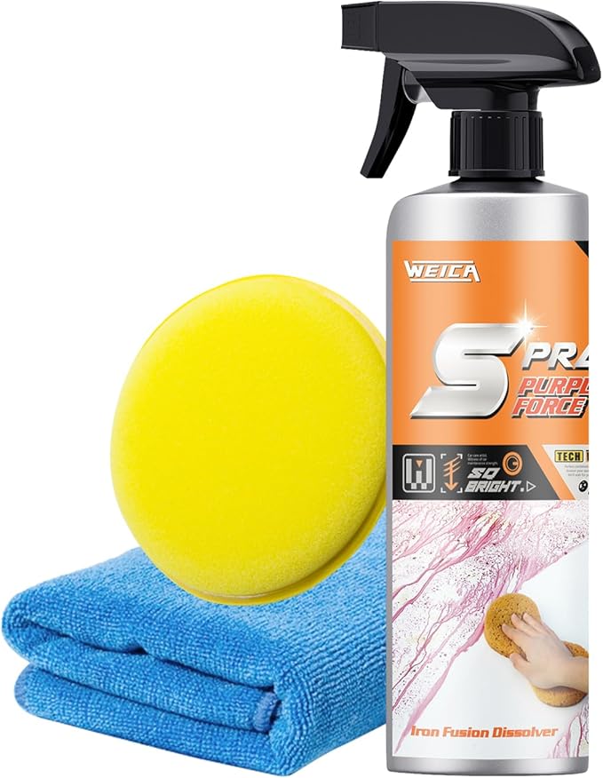 SprayBlast Eco Iron Dissolver - Non-Acid Rust Remover for Metal Tools & Car Parts | Safe on Painted Wheels | Purple Reaction Technology | 10.15 FL OZ