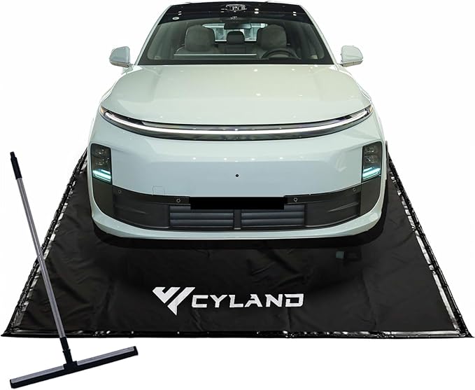 Garage Floor Mat 8'6" x 22' Heavy-Duty Waterproof, Non-Slip PVC Parking Mat, All-Weather Car Containment Mat for Oil, Snow & Dirt Floor Protection Includes Squeegee for Easy Cleanup