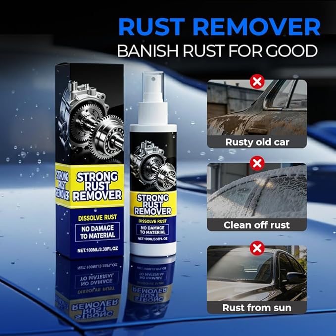 Rust Remover Spray for Metal - 2026 Upgrade Heavy Duty Metal Cleaner for Vehicles, Tools, Chains, Iron Out Rust Stain Remover, Multi-Surface Cleaner, Fast-Acting Oxidation Remover (1)