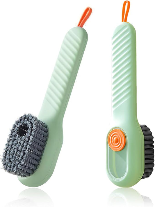 Soap Dispenser Scrub Shoe Brushes for Cleaning, Multi Function Liquid Adding Soft Fur Cleaning Brush for Stains, Shoe Scrubber Brush, 2 Pack