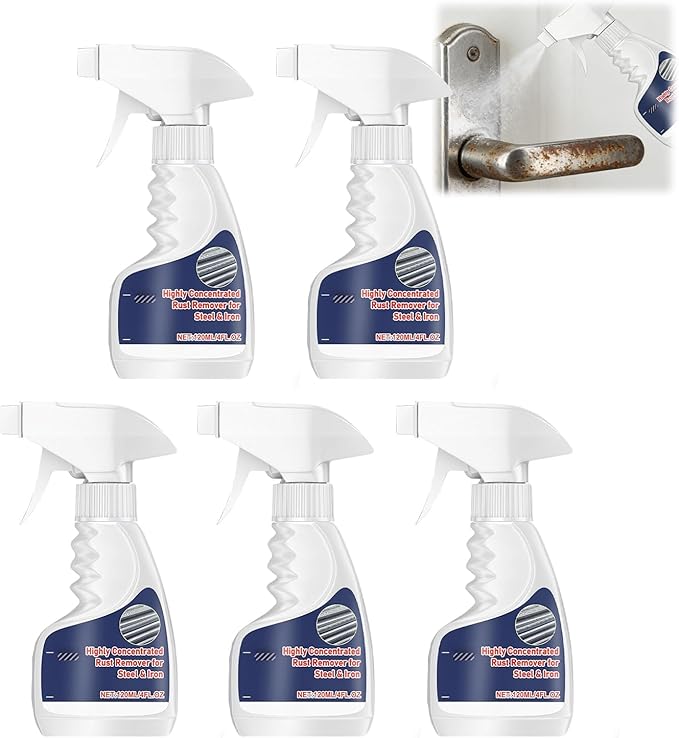 SakerPlus Powerful Rust Remover for Metal and Stainless Steel, Multipurpose Rust Remover Spray, Fast-Acting Cleaner for Tools & Surfaces (5pcs)