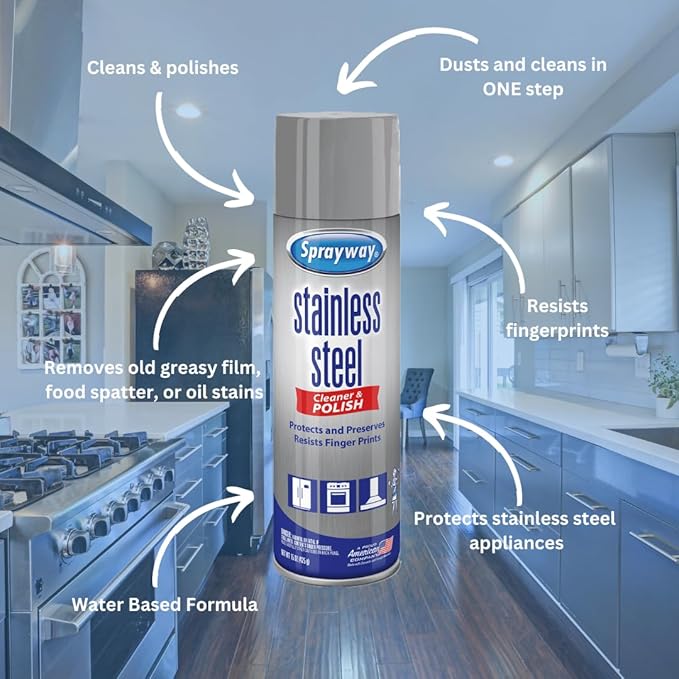 Sprayway Water-Based Stainless Steel Cleaner, 15 Fl Oz (Pack of 1)