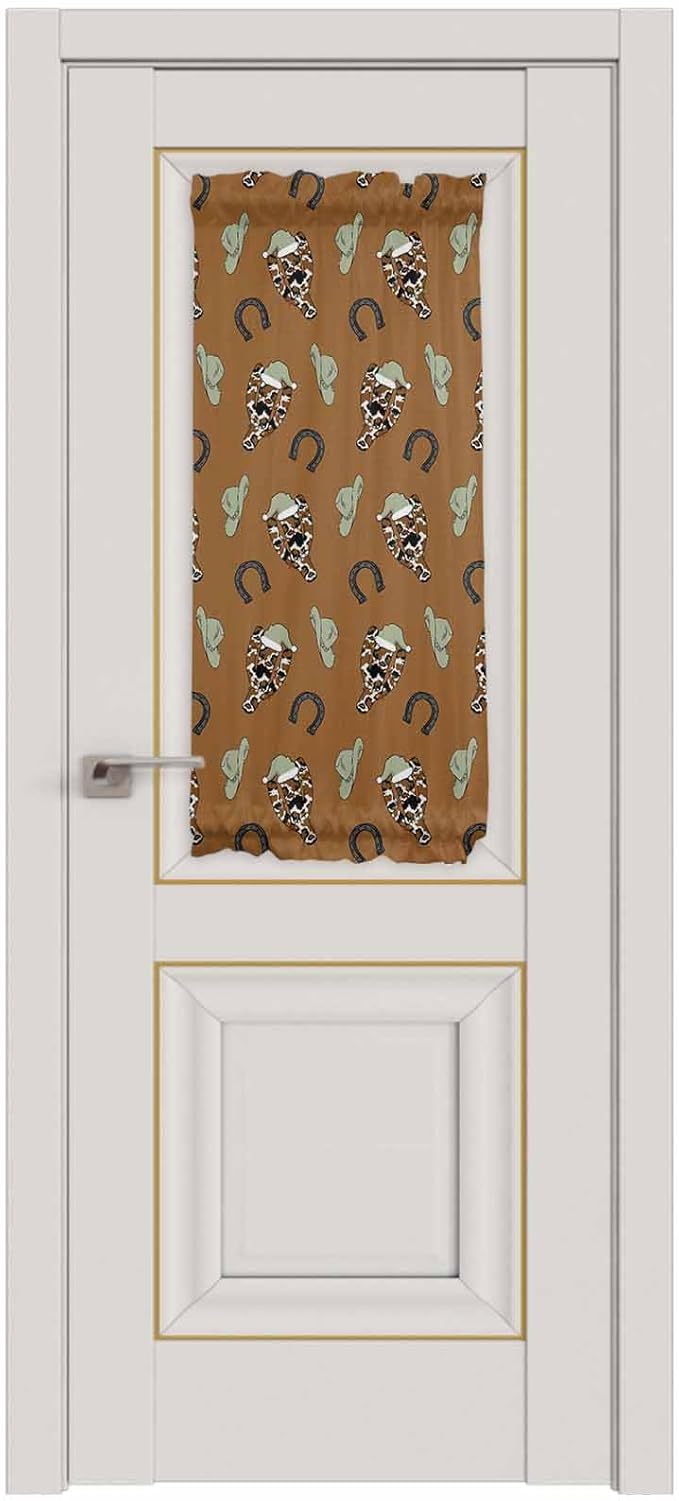 Christmas French Door Curtain Panel for Front Door, Western Horseshoe Christmas Hat Cactus Slidelight Door Curtains with Tieback Light Filtering Privacy Panels for Doorway Entryway 25"x 40"