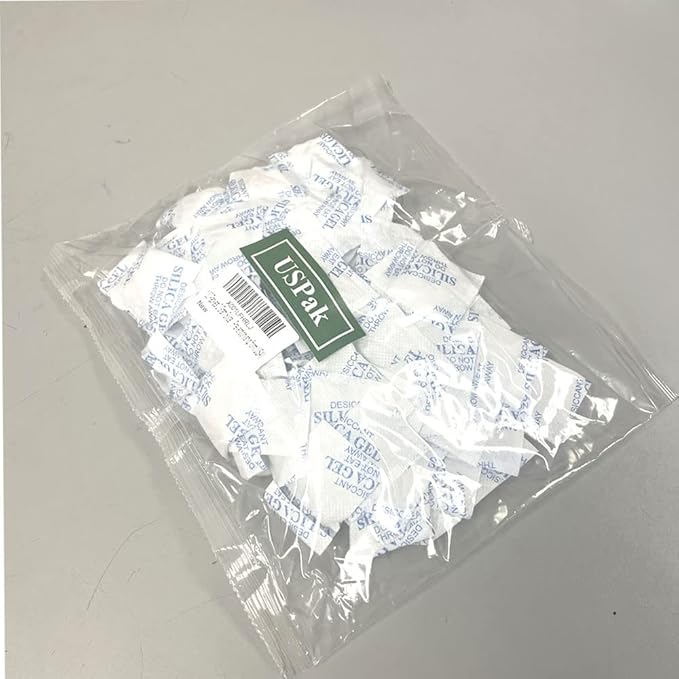 USPak Deisscant Packs 2 Gram 100 Packets Silica Gel Drying Agent Moisture Absorbers Dehumidifiers for Storage