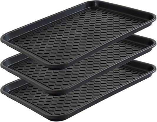 Boot Tray for Entryway, 3 Pack Waterproof Shoe Trays for Indoor Outdoor Use 20"x15" Durable Shoe Mat with Raised Edge, Non-Slip Tray for Boots, Pets, Garden & Muddy Shoes