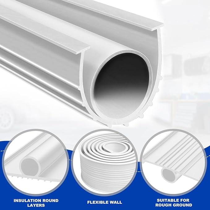 DGSL Garage Door Seals Bottom Rubber Weather Stripping Kit Seal Strip Replacement, Universal Weatherproof Threshold Buffering Sealing Rubber 5/16 inch T Ends (16 Ft, White)