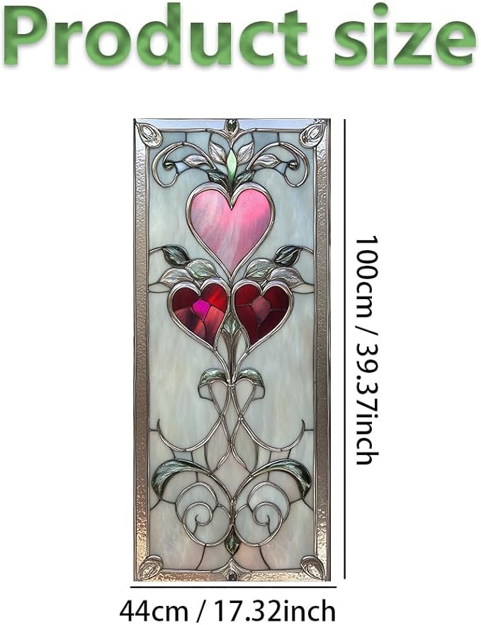 Window Film Heart Pattern Decorative Privacy Vinyl Window Film for Home Bathroom Bedroom Entryway Adds Soft Light Filtering and Romantic Style 17.3 x 39.4 Inch