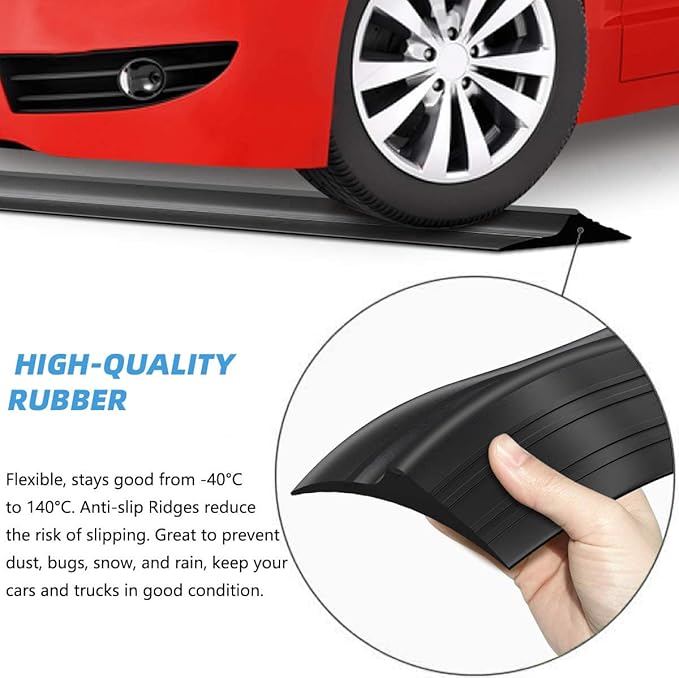 Jin&Bao Universal Garage Door Threshold Seal Strip 10FT Kit, Bottom Waterproof Rubber Weather Stripping Replacement（Black, 1 Adhesive）