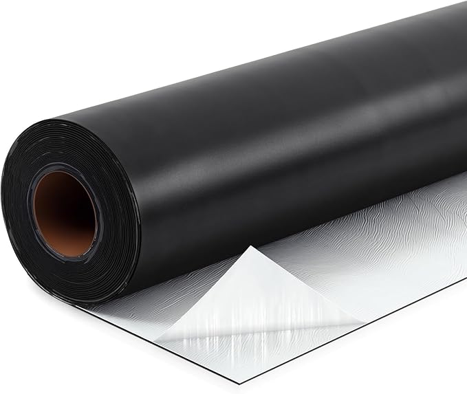Pushglossy 1 Roll EPDM Rubber Roofing Membrane 30" x 20ft, Self-Adhesive Waterproof Underlayment, 47 Mil Reinforced Flat Roof Sheet, Ice and Water Sheet for RV, Shed, Garage and Patio