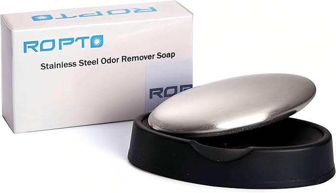 Stainless Steel Soap, Hand Odor Eliminator Remover Odor Absorber Like Onion Garlic Fish Scents from Hands and Skin - Kitchen Gadgets with Soap Dishes