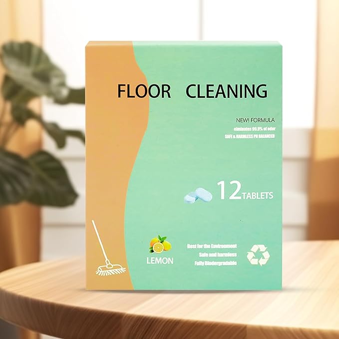 12 Pieces Floor Cleaning Tablets 13.5x17.5 Cm Floor Lemon Scent Mopping Tablets Deep Cleans Hardwood Mopping Cleaner For Hardwood Laminate Tile Bathroom Kitchen Laundry