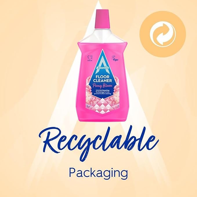 Astonish Peony Bloom Floor Cleaner – Concentrated Floral Mop Solution With Dirt Repelling Technology – Multi Surface Cleaner For Tiles, Laminate, Vinyl & Sealed Wood Floors – 1L Bottle