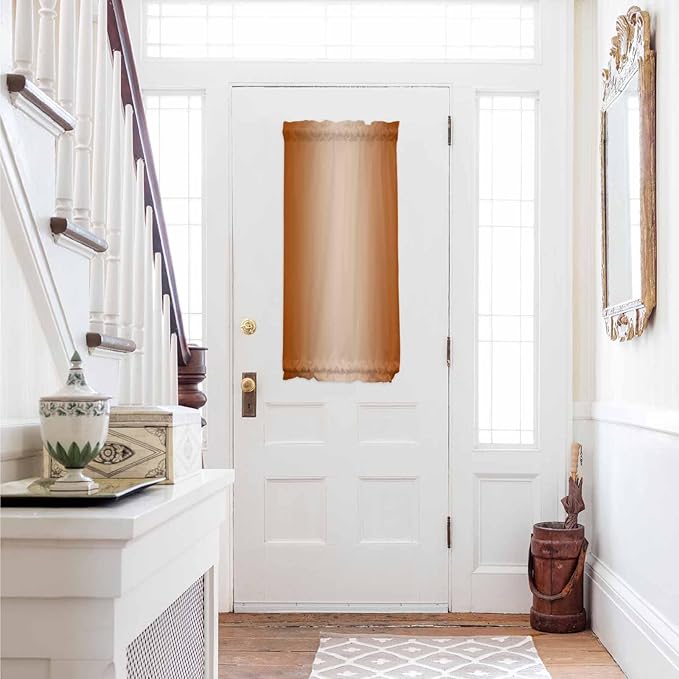 French Door Curtain Panel for Front Door, Dark Orange Gradient Slidelight Door Curtains with Tieback Light Filtering Privacy Panels for Doorway Entryway 25"x 40"