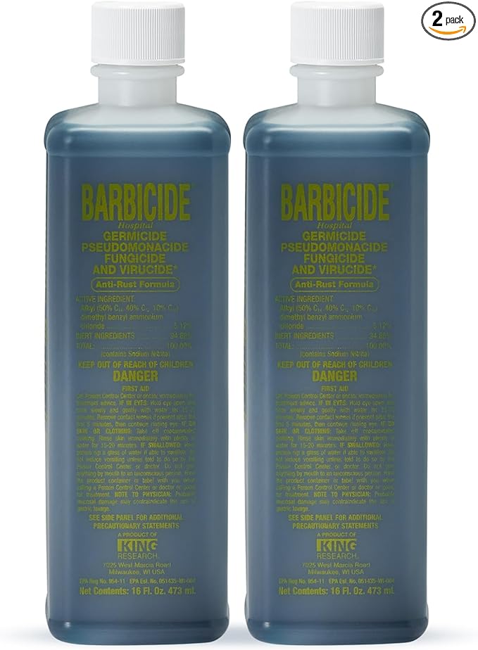 BARBICIDE Disinfectant Concentrate – Pint 16 Fl Oz (2 Pack) | EPA-Registered, Hospital-Grade Germicide for Salons & Barbershops | Anti-Rust Solution for Shears, Combs & Professional Tools