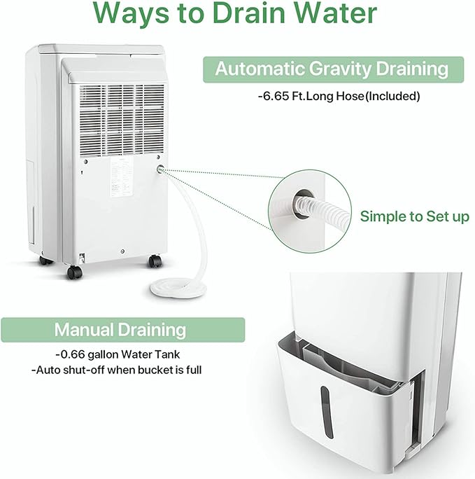 Waykar 34 Pints Energy Star Dehumidifier for Spaces up to 2,000 Sq. Ft at Home, in Basements and Large Rooms with Drain Hose and 0.66 Gallons Water Tank