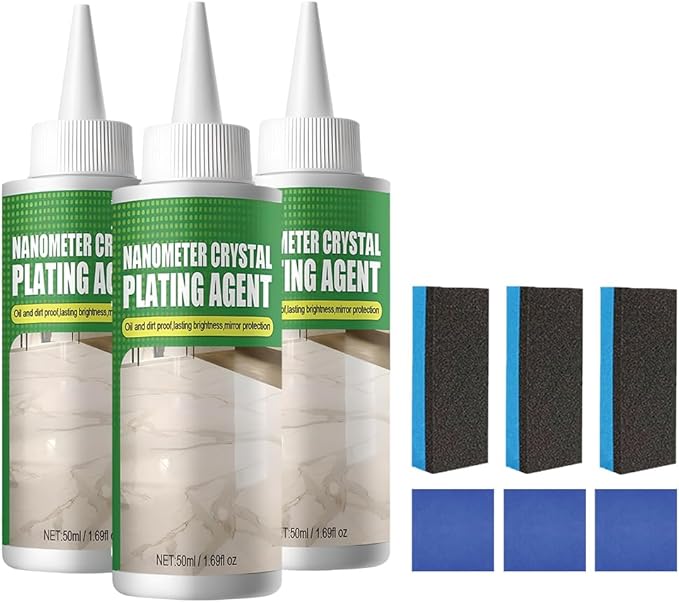 Nano Crystal Coating Agent for Tile & Furniture, Upgrade Granite Countertop Cleaner and Sealer with Protection, Quartz Marble Stone Polish Cleaner for Permanent Hold & Shine Effect Fast Drying (3Pcs)