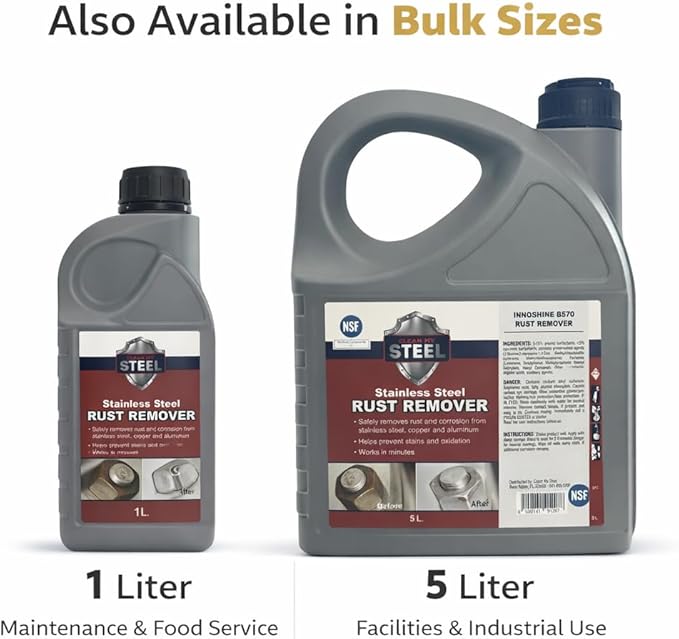 CLEAN MY STEEL Stainless Steel Rust Remover and Stain Cleaner | 1 Liter | NSF Certified | Commercial & Industrial Grade